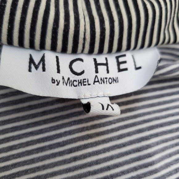 Michel Antoni Black-White Striped Open Front Cardigan Size 1X - Picture 6 of 7